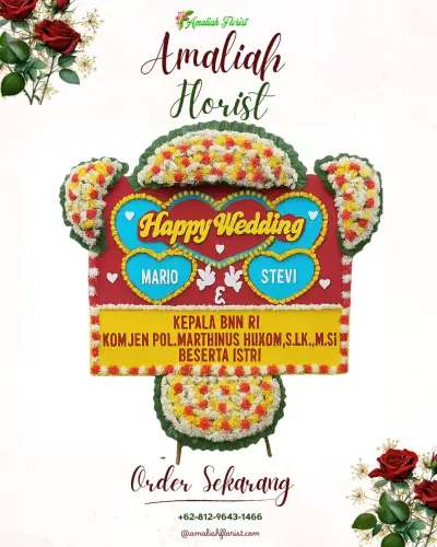 Karangan Papan Bunga Pernikahan di Puspasari